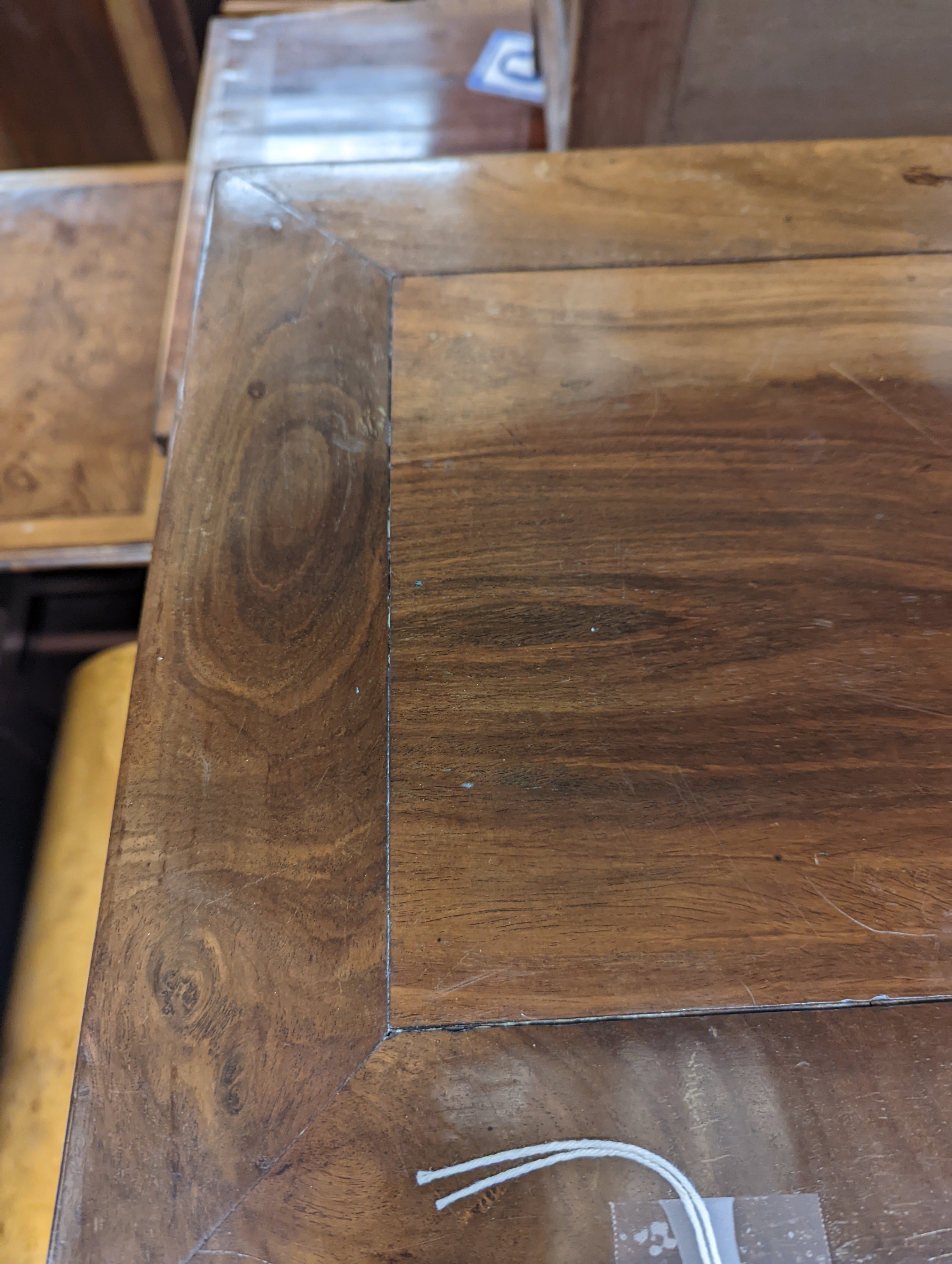 A Chinese square hardwood occasional table, width 41cm, height 52cm